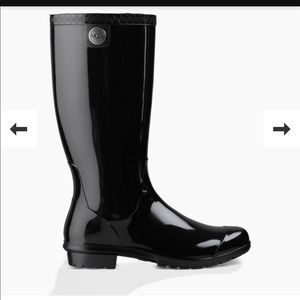 Authentic UGG Black Leather Tall Rain Boots Size 7